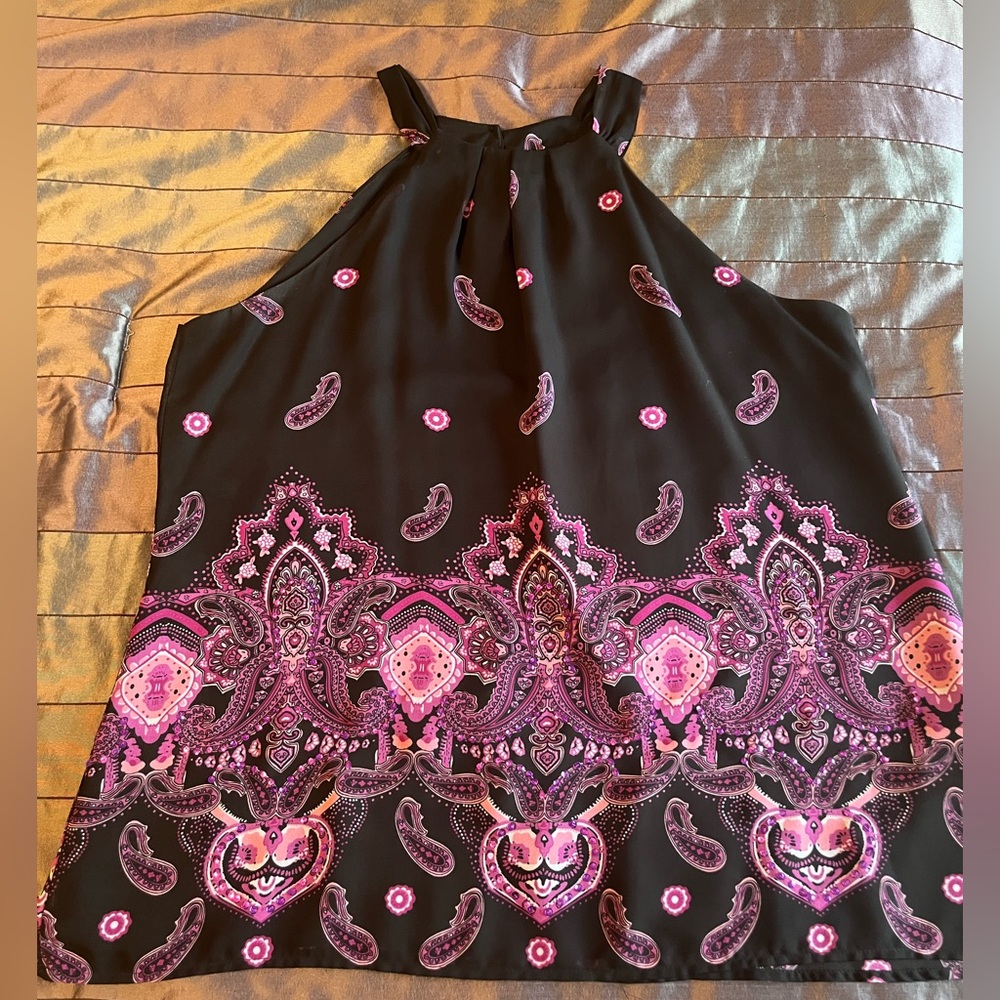Apt. 9 Black and Pink Patterned Halter Top